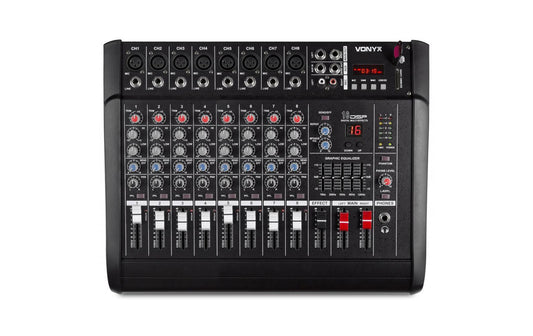 Vonyx | AM8A Powermixer | 8-Kanal, DSP, USB, SD, BT, MP3