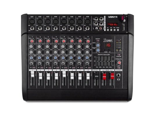 Vonyx | AM8A Powermixer | 8-Kanal, DSP, USB, SD, BT, MP3
