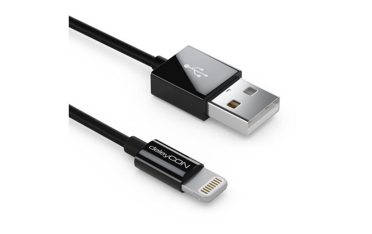 DeleyCON Lightning-USB Kabel 1m, schwarz
