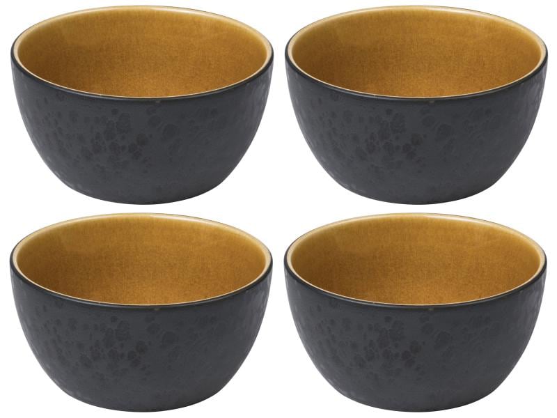 Bitz | Schale 14cm schwarz/gelb | 4 Stk., 14cm Durchmesser, Stoneware