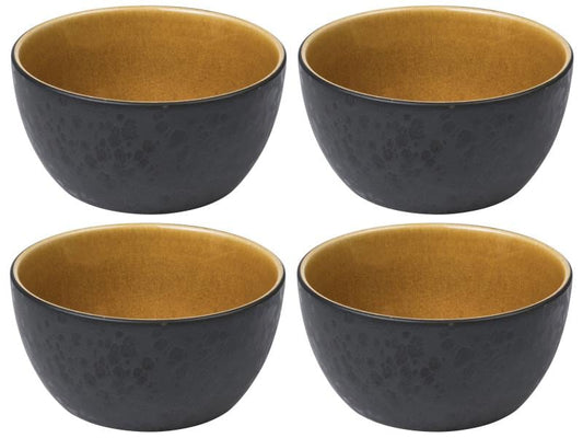 Bitz | Schale 14cm schwarz/gelb | 4 Stk., 14cm Durchmesser, Stoneware