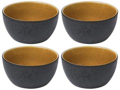 Bitz | Schale 14cm schwarz/gelb | 4 Stk., 14cm Durchmesser, Stoneware