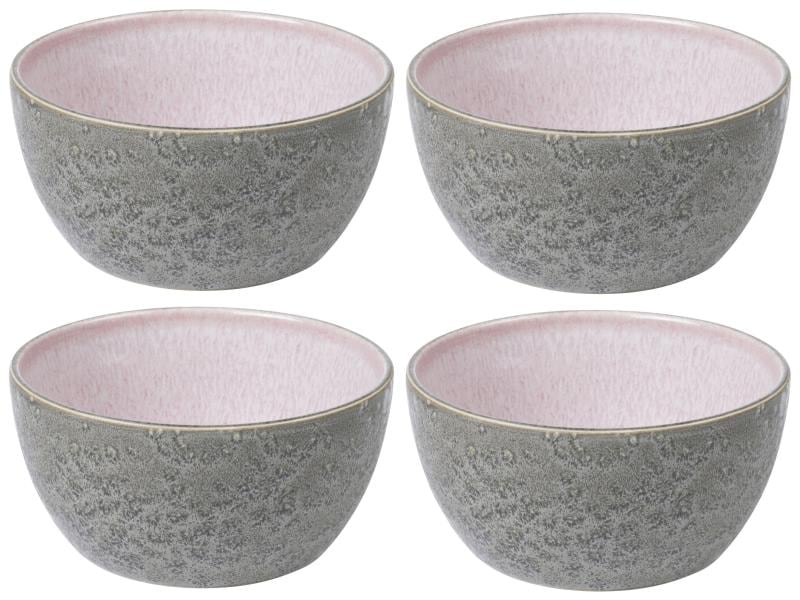 Bitz | Schale 14cm grau/rosa | 4 Stk., 14cm Durchmesser, Stoneware