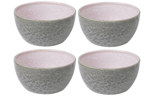 Bitz | Schale 14cm grau/rosa | 4 Stk., 14cm Durchmesser, Stoneware