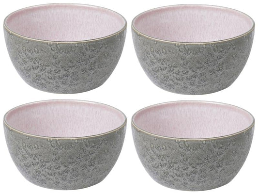 Bitz | Schale 14cm grau/rosa | 4 Stk., 14cm Durchmesser, Stoneware