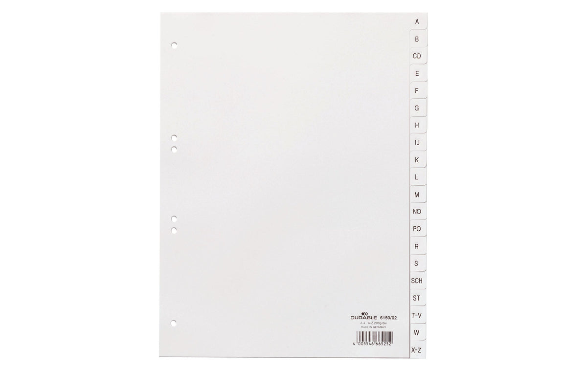 Durable Register A4 A-Z 20-tlg. weiss