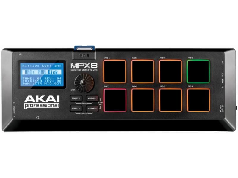Akai | MPX8, SD Sample Player | 8 Pads, USB Midi, Midi IO, Sample Editor