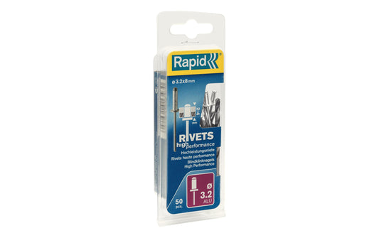 Rapid | Blindnieten Aluminium 3,2x8mm | 50 St. inkl. Bohrer, Blister