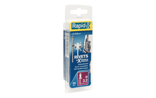Rapid | Blindnieten Edelstahl 3,2x8mm | 50 St. inkl. Bohrer, Blister