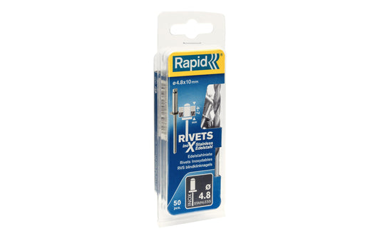 Rapid | Blindnieten Edelstahl 4,8x10mm | 50 St. inkl. Bohrer, Blister
