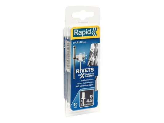 Rapid | Blindnieten Edelstahl 4,8x10mm | 50 St. inkl. Bohrer, Blister