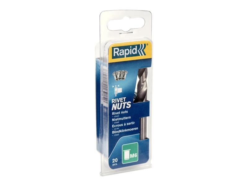 Rapid | Blindnietmuttern M6 | 20 St. inkl. Bohrer, Blister