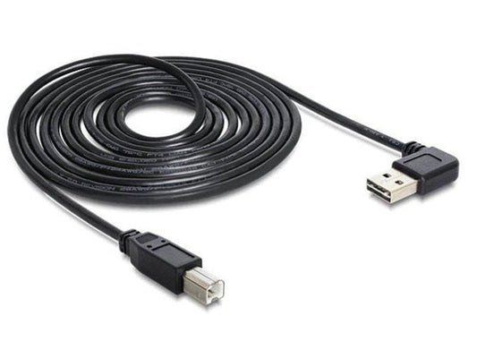 Delock | USB2.0-Kabel Easy A-B: 2m | USB-A Seite 90°gew. beidseitig einsteckbar