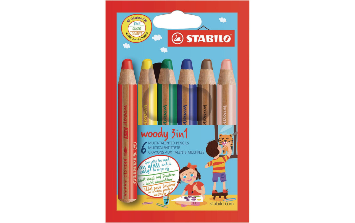 STABILO Woody 3in1 Malstift 6er