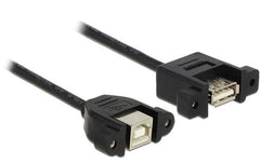 USB2.0-Kabel A-B: 25cm, beidseitig Einbau