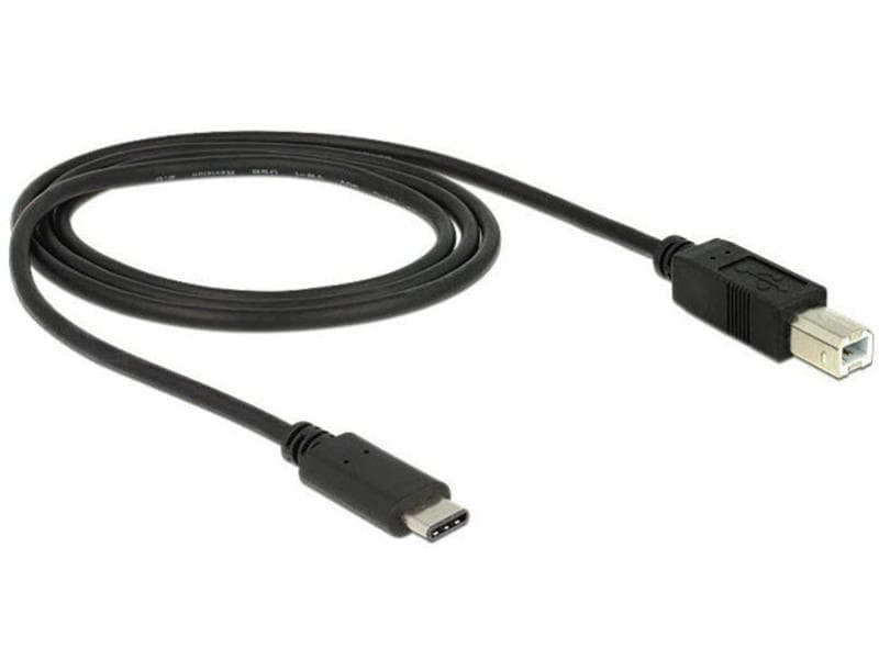 Delock | USB2.0-Kabel TypC-B: 1m, schwarz | max. 480Mbps, Typ-C, für Druckeranschluss