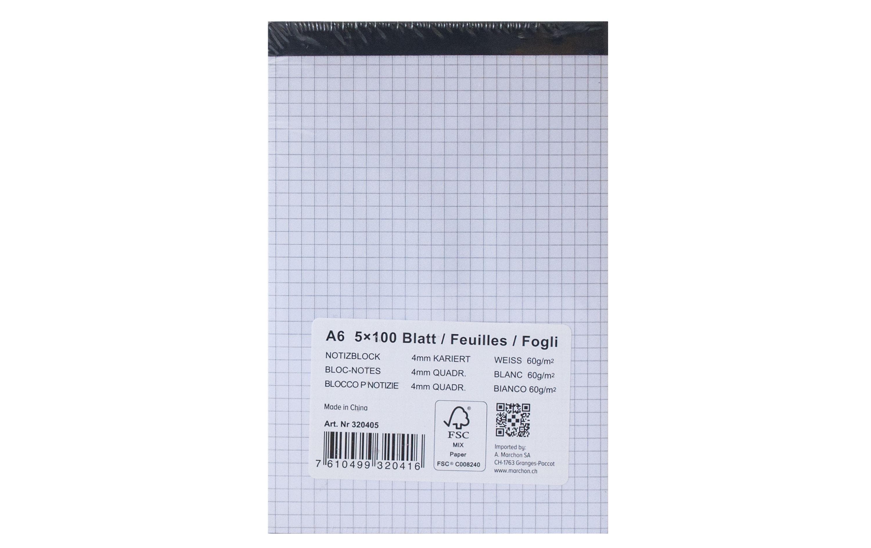 Office, Notizblock A6 100 Blatt, Kariert, 5