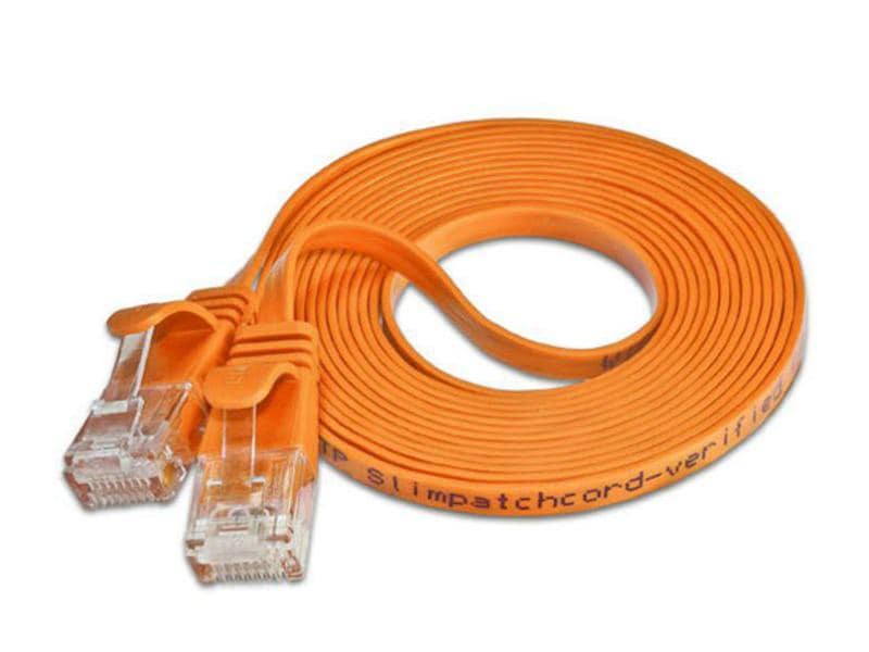 SLIM | Slimpatchkabel 10cm, Orange, Cat.6 | UTP ungeschirmt, extrem flach, AWG36