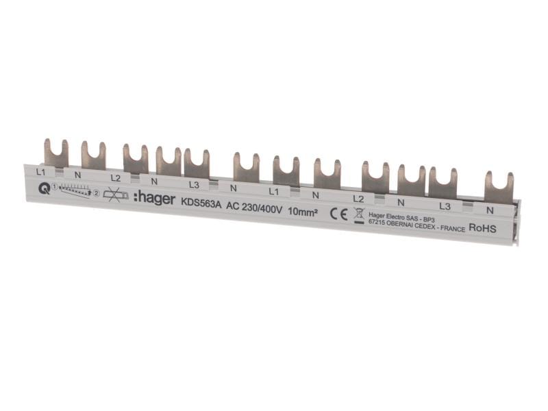 Hager | Phasenschiene 12M 63A (1PN)x6 QB | FI links