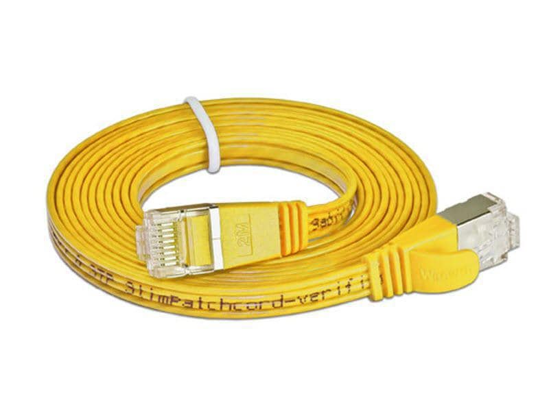 SLIM | Slimpatchkabel 15m, Gelb, Cat.6 | Flach, STP geschirmt
