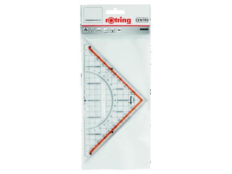 Rotring | Geo-Dreieck Hypotenuse 23cm | Skalierung mit Griff, glasklar