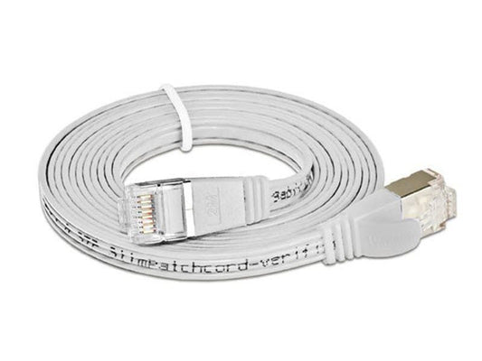 SLIM | Slimpatchkabel 75cm, Weiss, Cat.6 | Flach, STP geschirmt