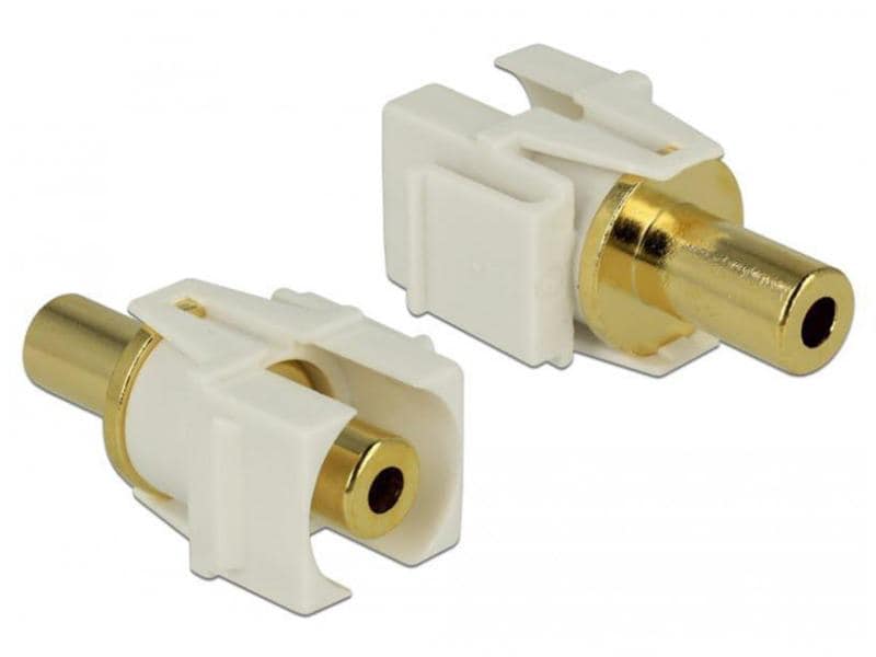 Delock | Keystone Jack: 3.5mm Klinke | Buchse-Buchse, weiss, vergoldet, 3Pin