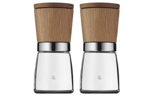 WMF | Gewürzmühlen-Set 2-teilig Ceramill Nat. | Holz Keramikmahlwerk, Edelstahl Crom. 18/10