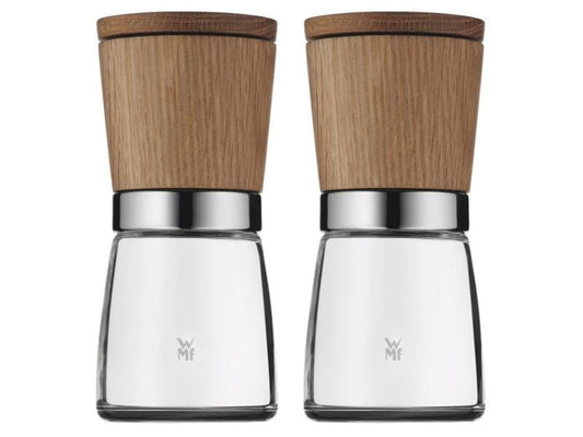WMF | Gewürzmühlen-Set 2-teilig Ceramill Nat. | Holz Keramikmahlwerk, Edelstahl Crom. 18/10