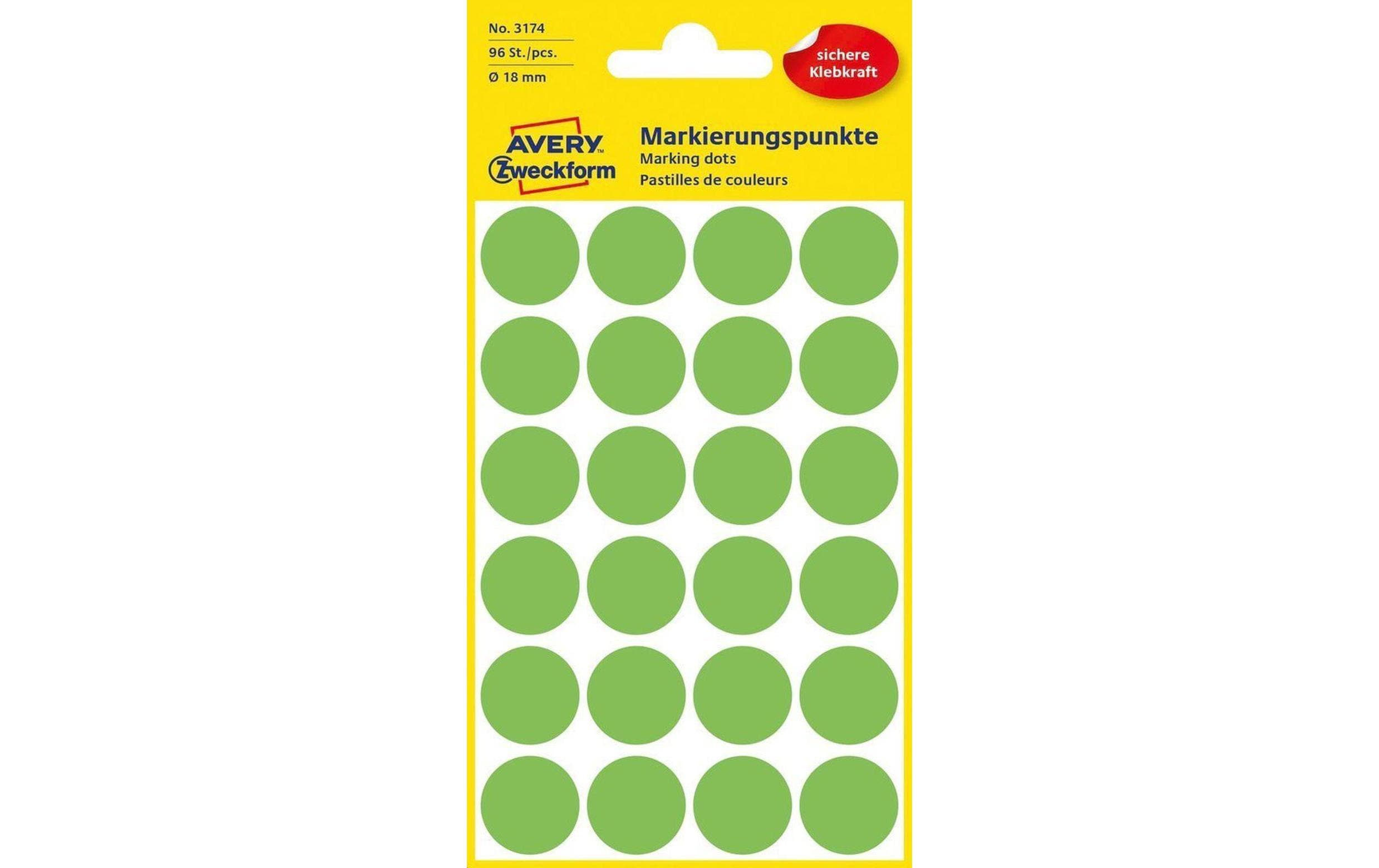 Avery Zweckform, Klebepunkte 18 mm Neongrün