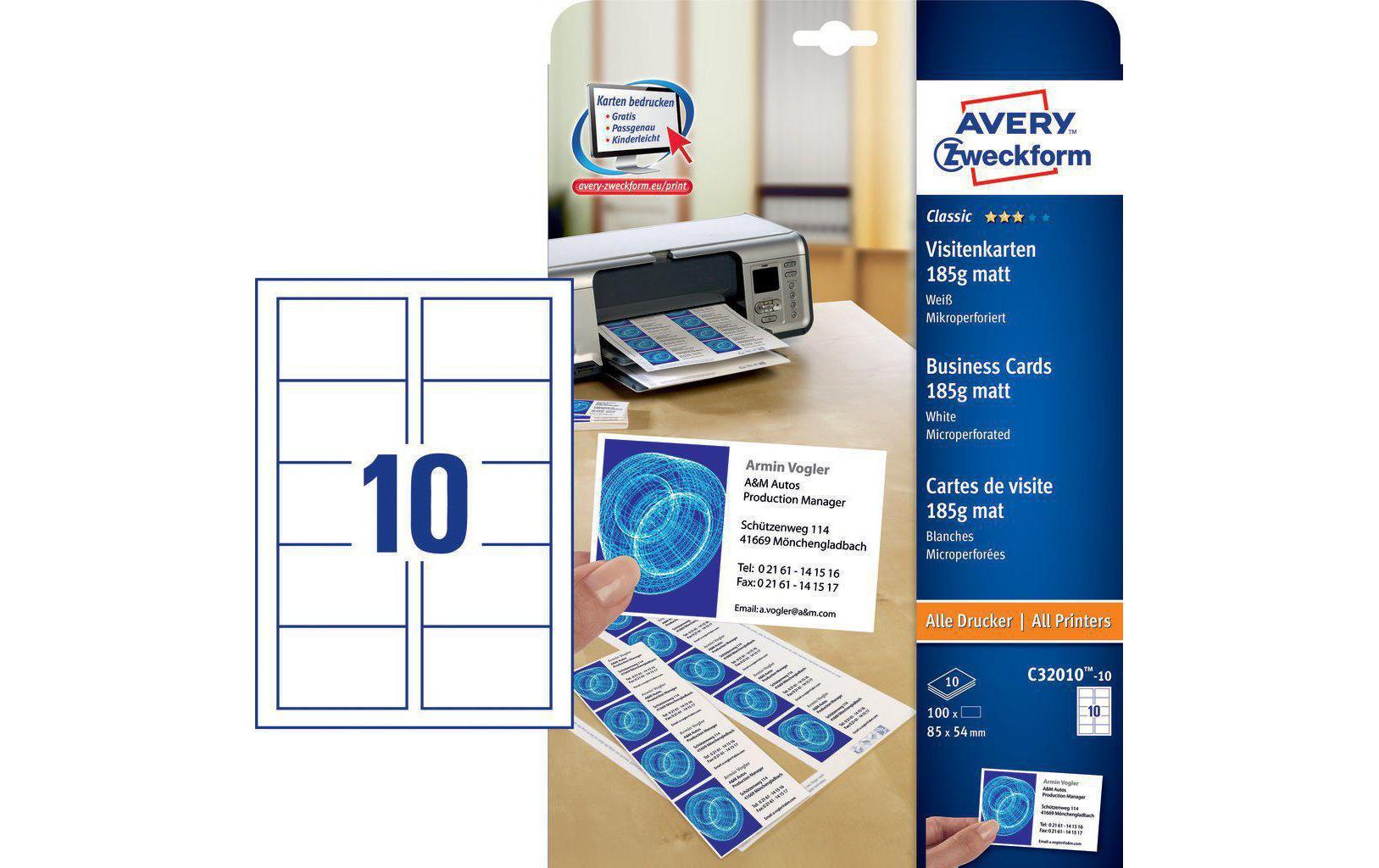 Avery Zweckform Visitenkarten mikroperforie
