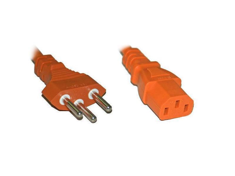 Diggelmann | Netzkabel 250V/10A: 1 Meter Orange | T12 Netzstecker und C13 Buchse