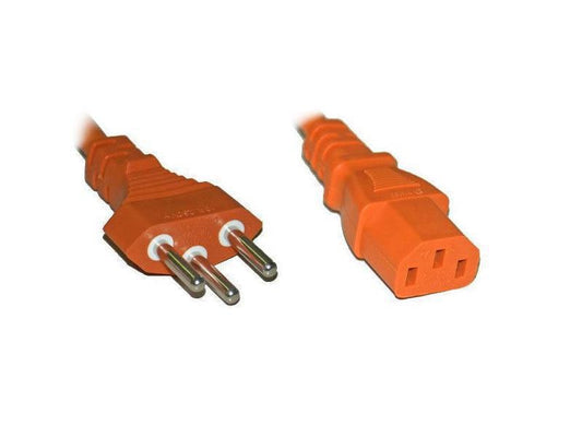 Diggelmann | Netzkabel 250V/10A: 1 Meter Orange | T12 Netzstecker und C13 Buchse
