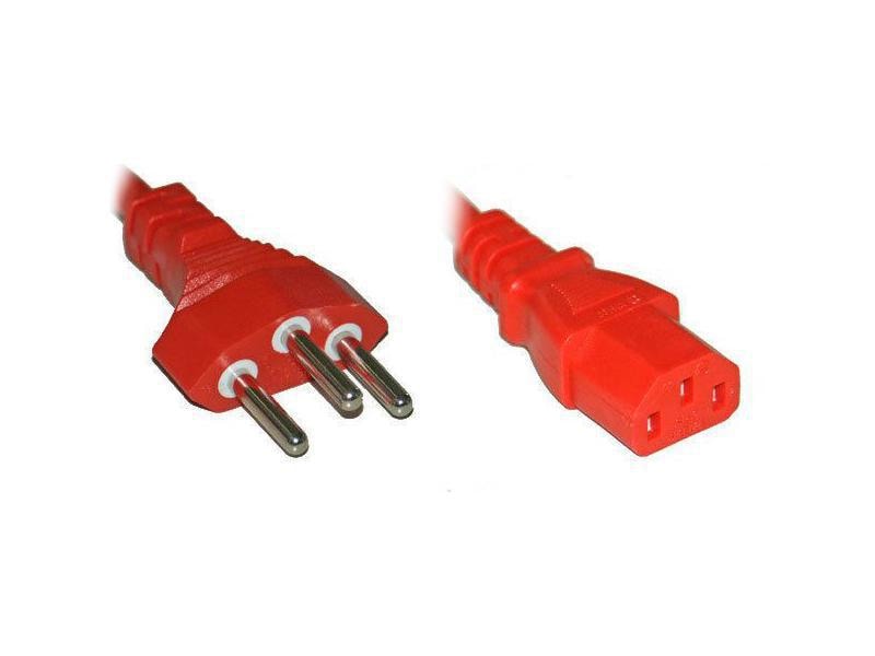 Diggelmann | Netzkabel 250V/10A: 5 Meter Rot | T12 Netzstecker und C13 Buchse