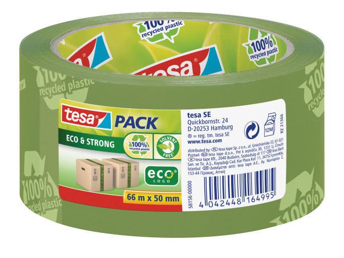 tesa | pack eco&strong Paketband | grün bedruckt, 66m x 50mm
