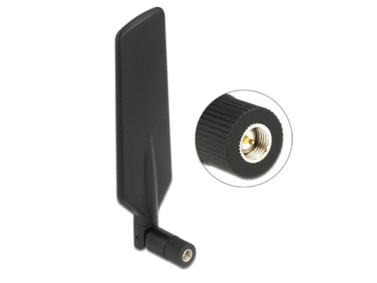 Delock | LTE/HSPA/GSM Antenne, SMA-Stecker, schwarz | 1-4dBi Gewinn, mit Kippgelenk, drehbar