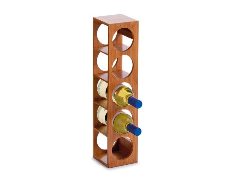 Zeller Present | Weinregal stapelbar Bamboo | für 5 Flaschen, 13,5x12,5x53cm