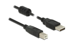 Delock | USB 2.0-Kabel USB A - USB B 1 m | schwarz, doppelt geschirmt