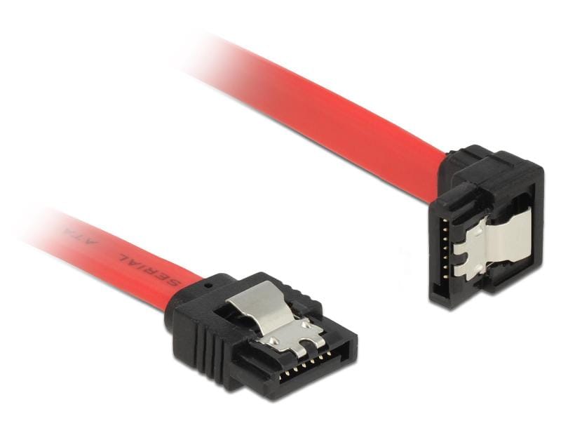 Delock | SATA3 Kabel: 0.5m, Metall Clip, rot | 6 Gbps, kompatibel 1,5 Gb/s und 3 Gb/s