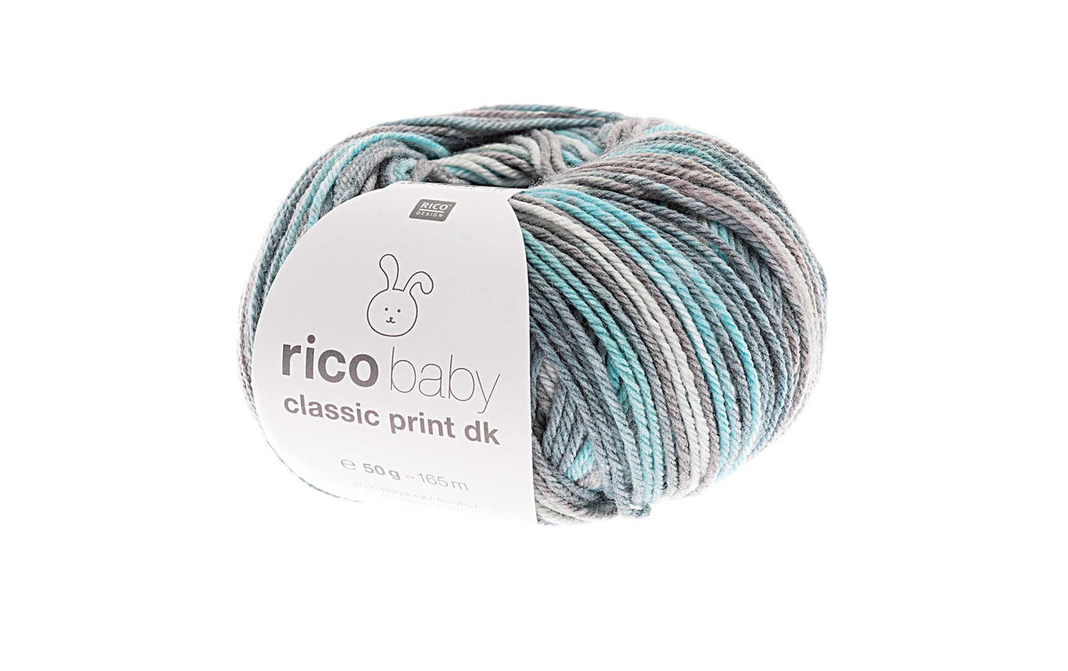 RICO Baby Classic Print DK, blau-grau mix