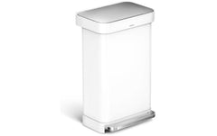 Simplehuman | Rechteckiger Treteimer 45L | weisser Edelstahl
