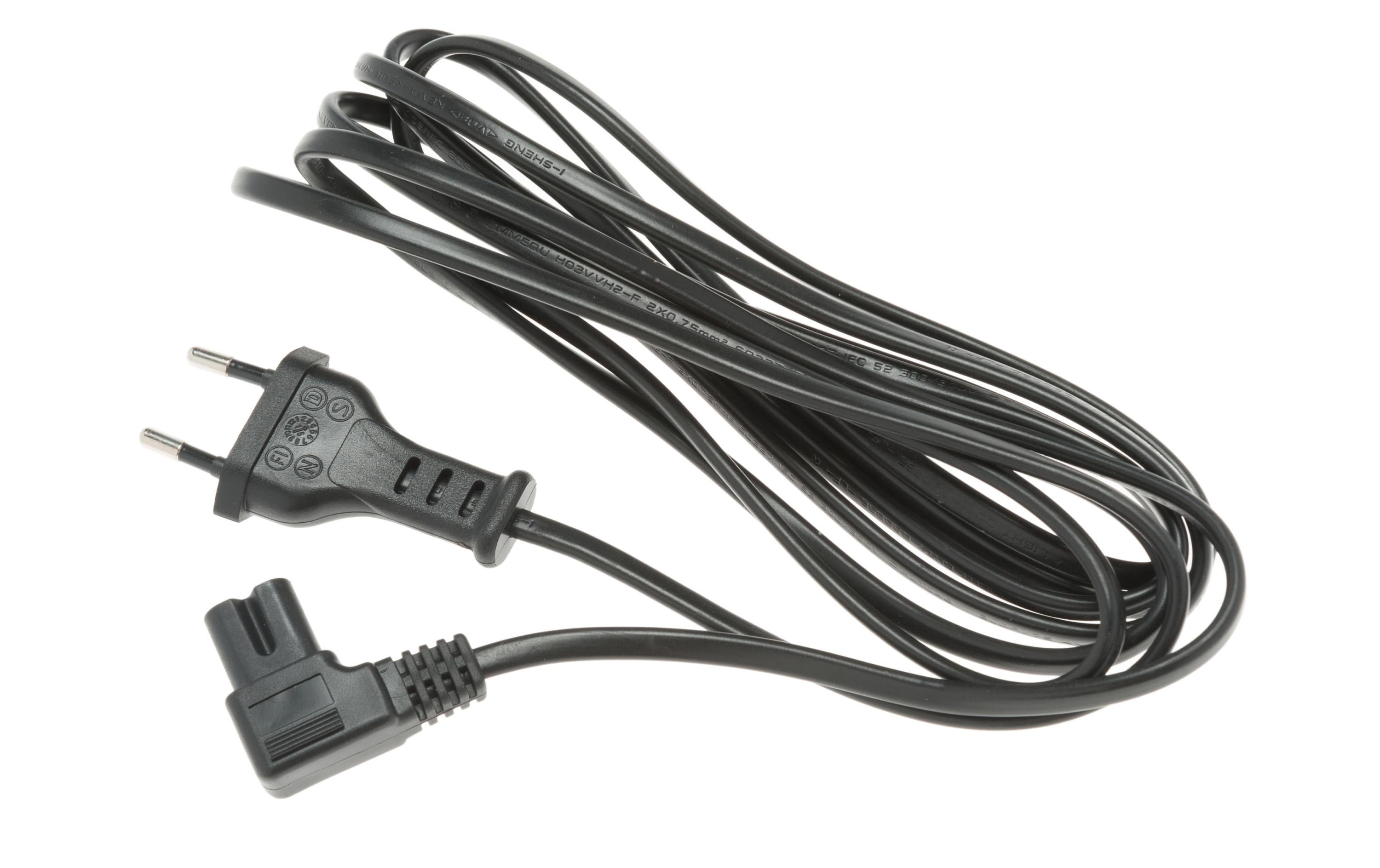 Euro Netzkabel 230V 2m, 2 polig, gewinkelt,
