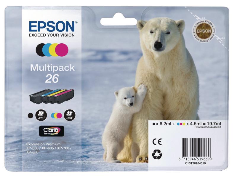 Epson | Tinte Epson T261640 Multipack, bk, c, m, y | Expression Premium XP-600, XP-605