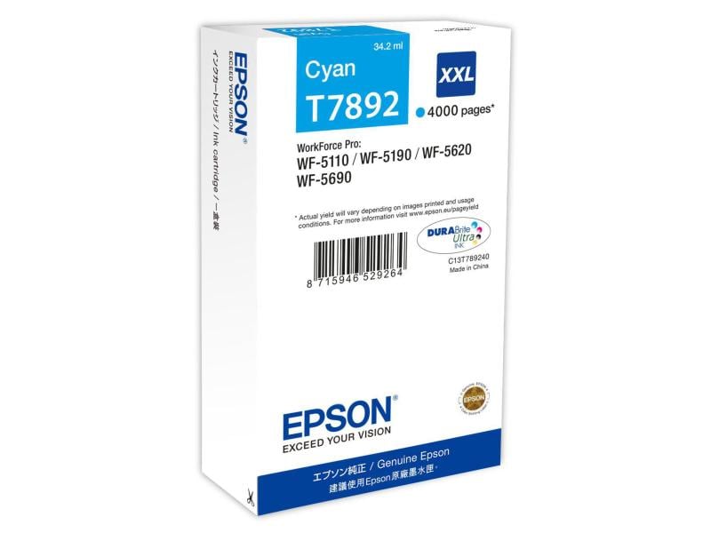 Epson | Tinte Epson T789240 XXL, cyan, 4000 S. | WorkForce Pro WF-5620DWF