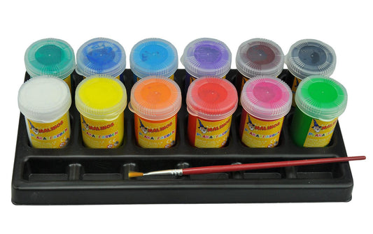 Malinos | Plakatfarben Farbenbus | 12 Farben à 25 ml, inkl. Pinsel