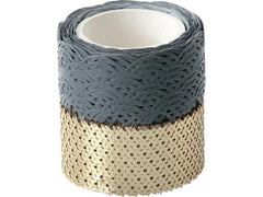 Folia | Washi Tape Dekor grau/gold | 2 x (5 m x 25 mm)