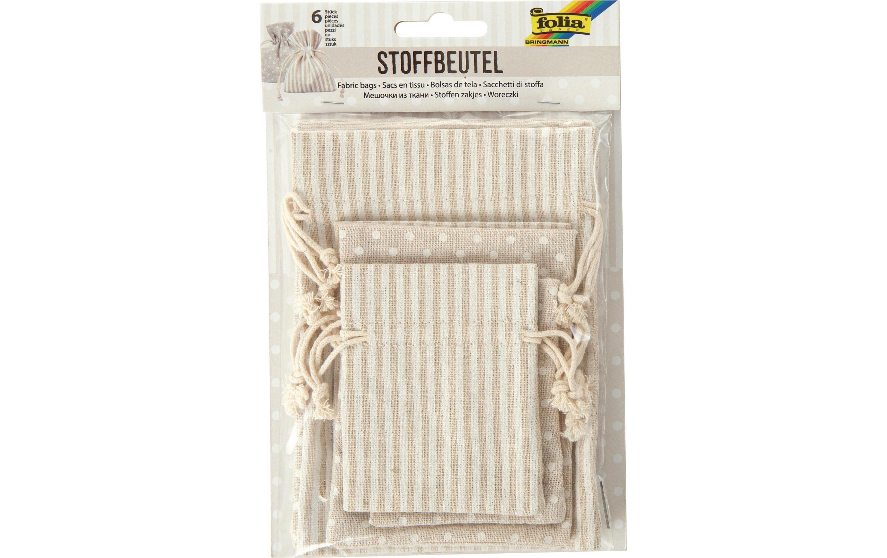 Folia, Stoffbeutel Nature/Weiss, 6 Stück