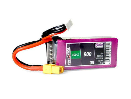 Hacker | TF ECO-X LiPo-Akku 11.1V 900mAh 3S 25C | 74x30x18 mm, 78 g XT60