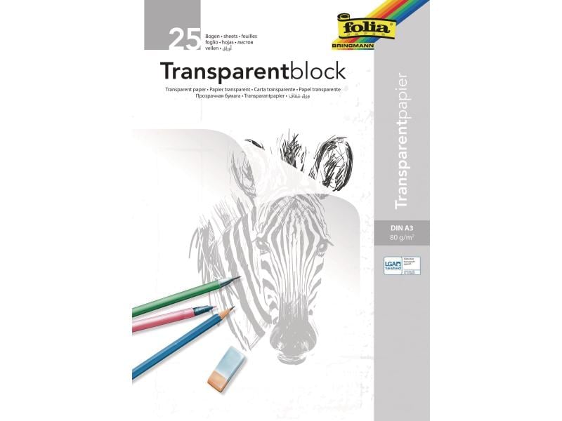 Folia | Transparentpapier A3 | 25 Blatt, weiss transparent
