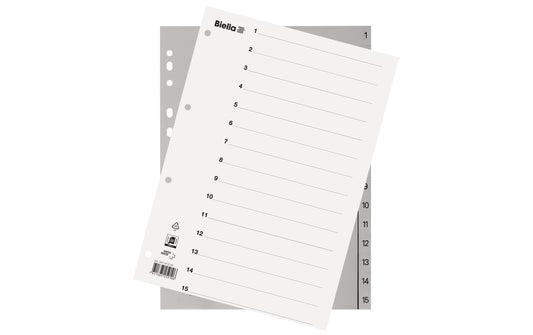Biella | Register Vollformat aus Kunststoff | 1-15, A4, 4 Loch, 1 Stück